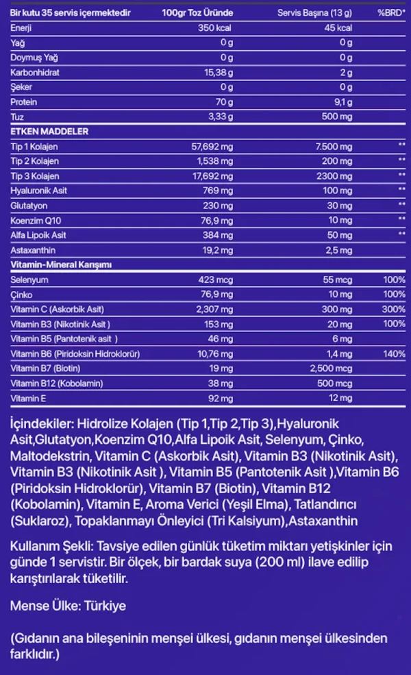 collagene peptides içerik